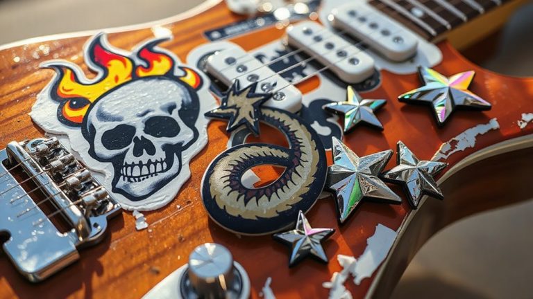 guitar stickers expressing musical attitude