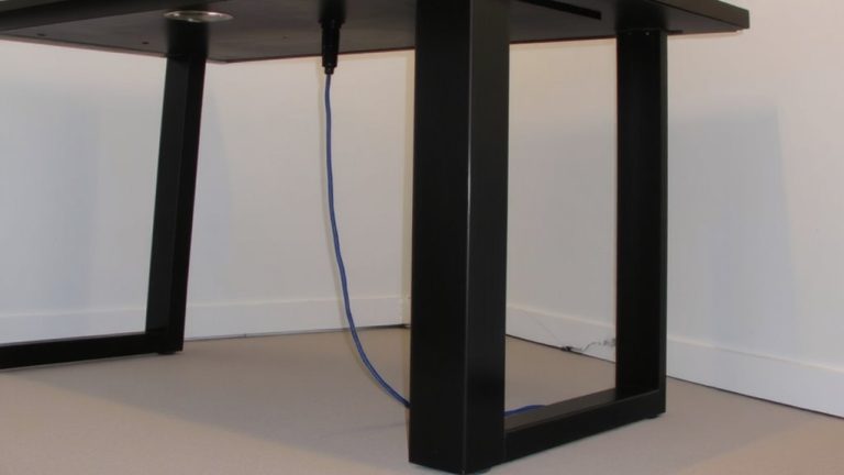 routing cables through desk legs