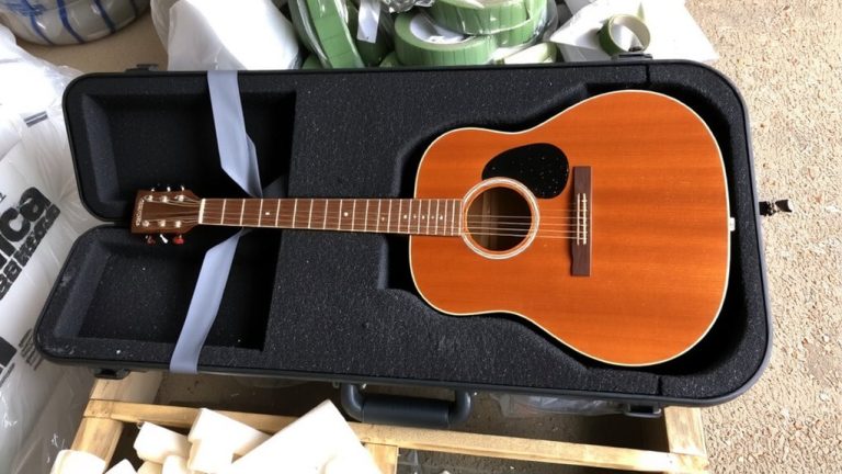 secure guitar in hard case